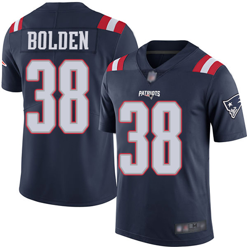 New England Patriots Football #38 Rush Vapor Limited Navy Blue Men Brandon Bolden NFL Jersey
